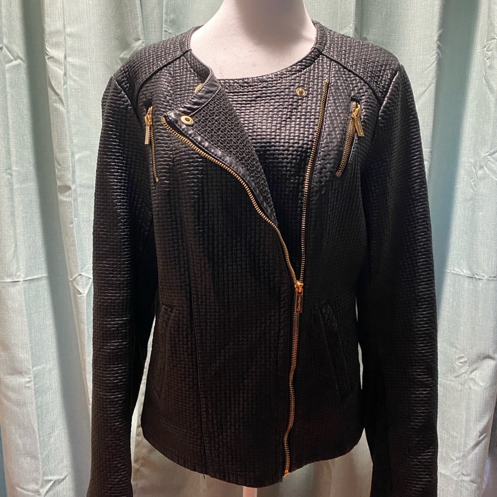 Faux leather moto jacket